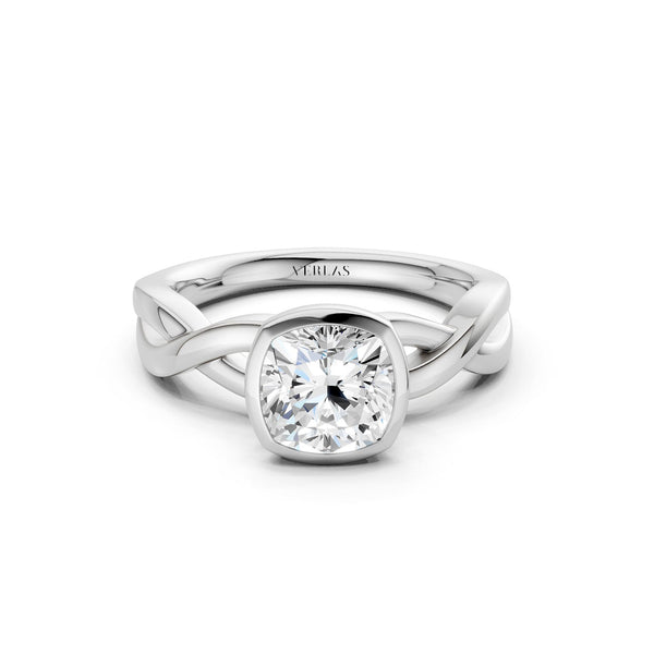 Twisted Bezel Cushion Diamond Ring