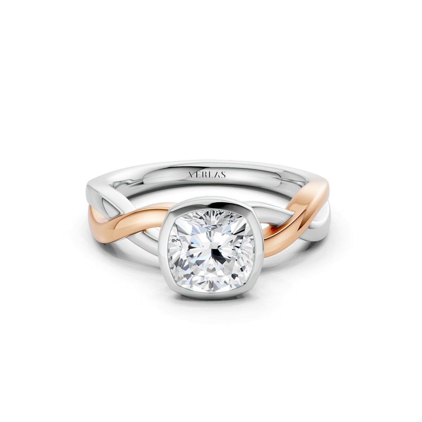 Twisted Bezel Cushion Diamond Ring
