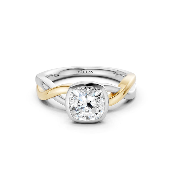 Twisted Bezel Cushion Diamond Ring