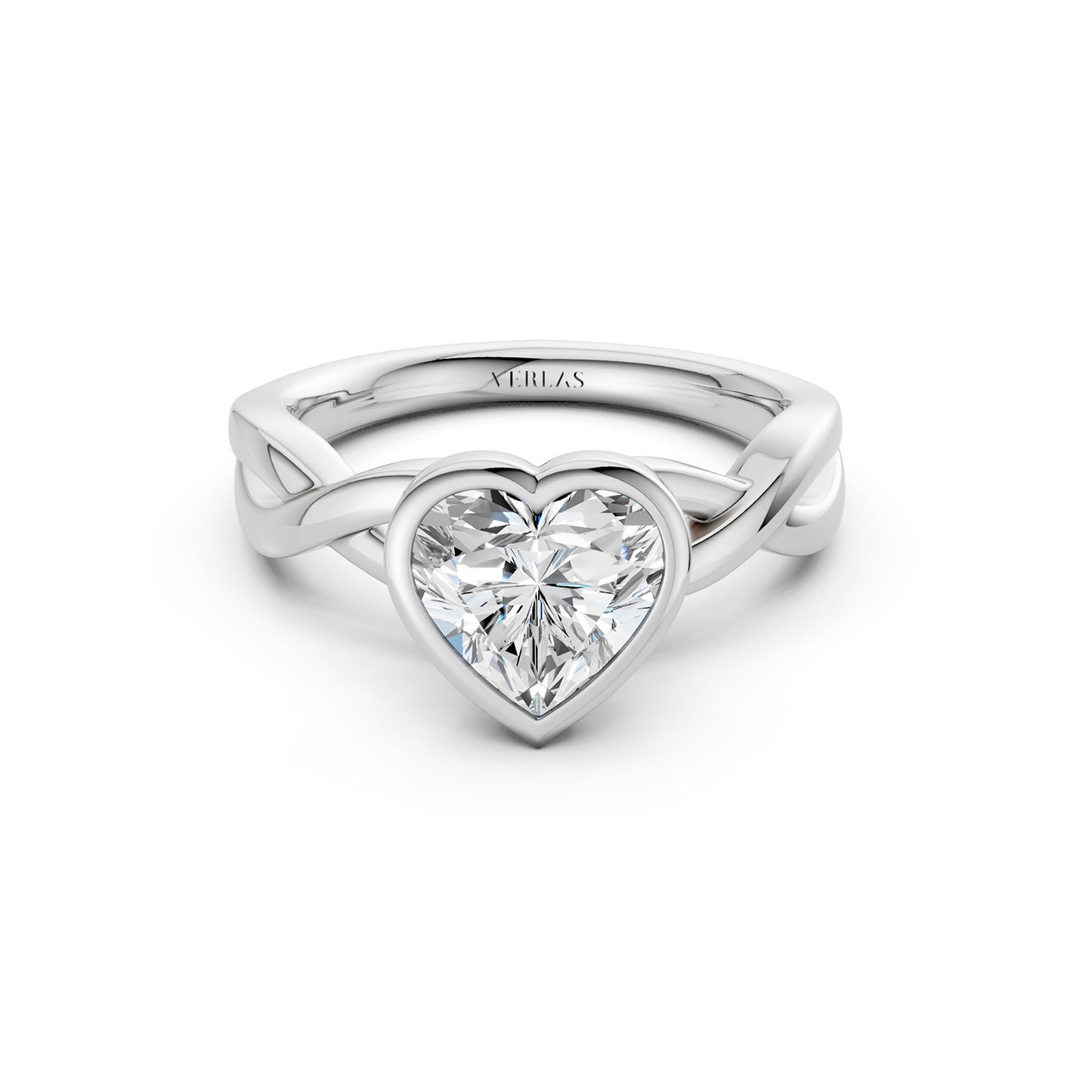 Twisted Bezel Heart Diamond Ring