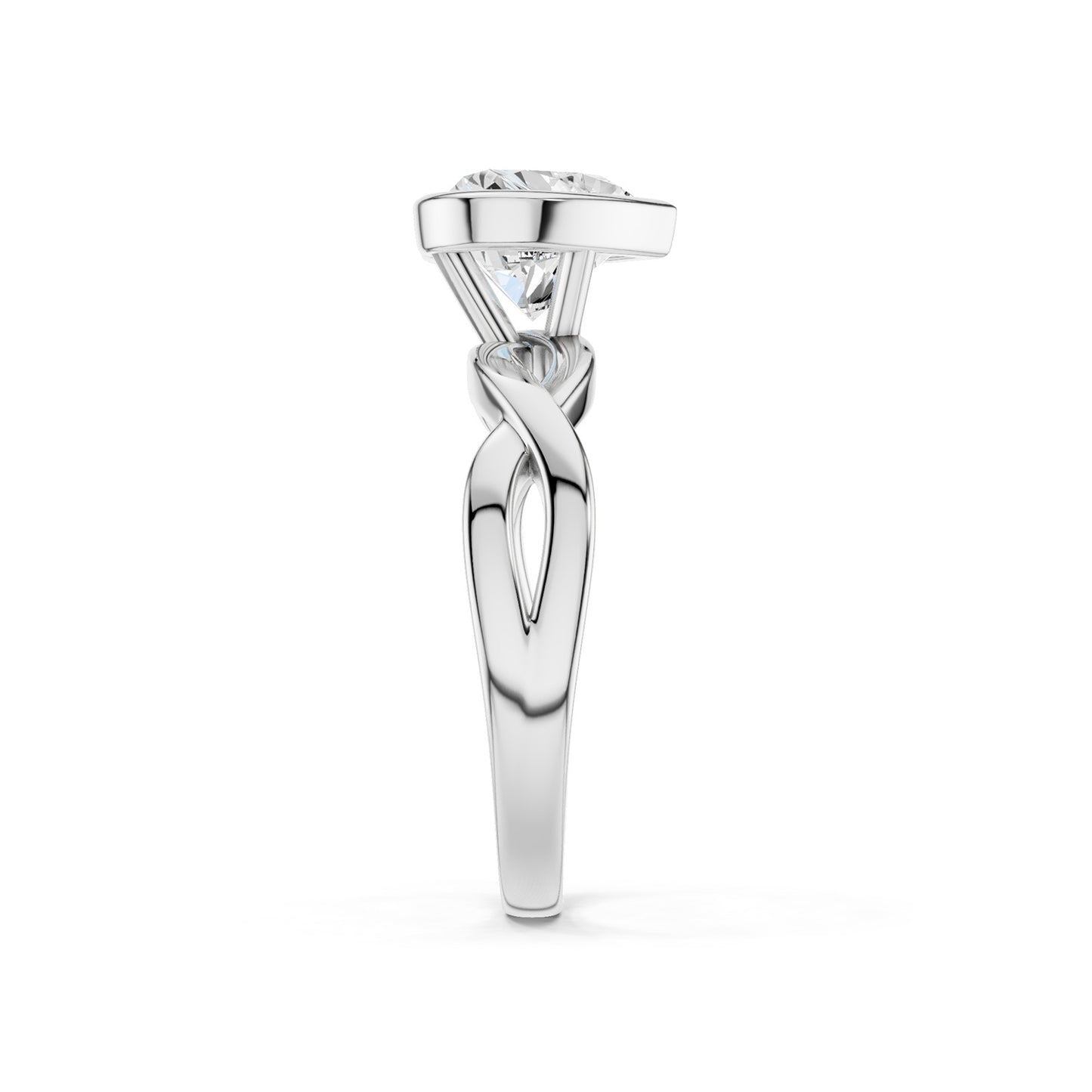 Twisted Bezel Heart Diamond Ring