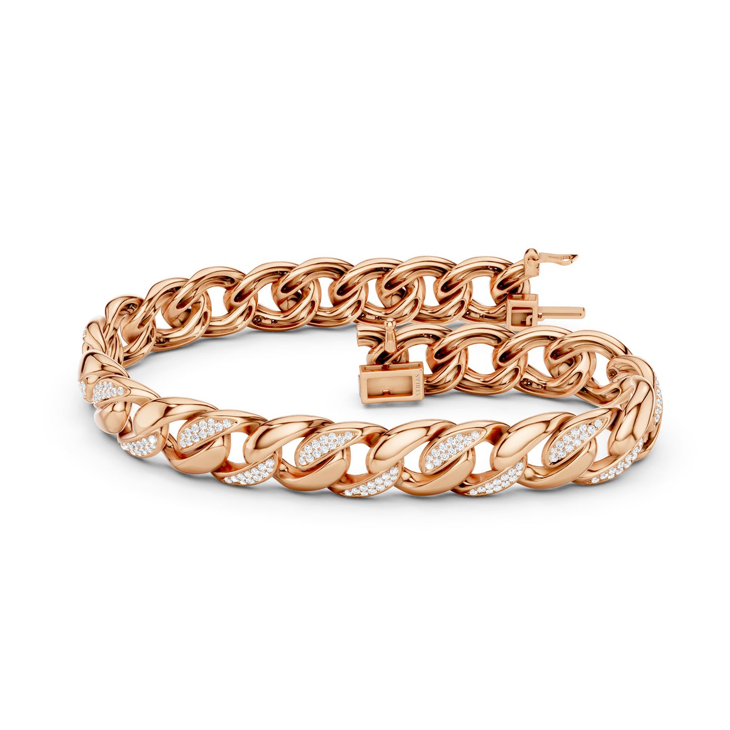 Alternating Diamond Cuban Link Bracelet