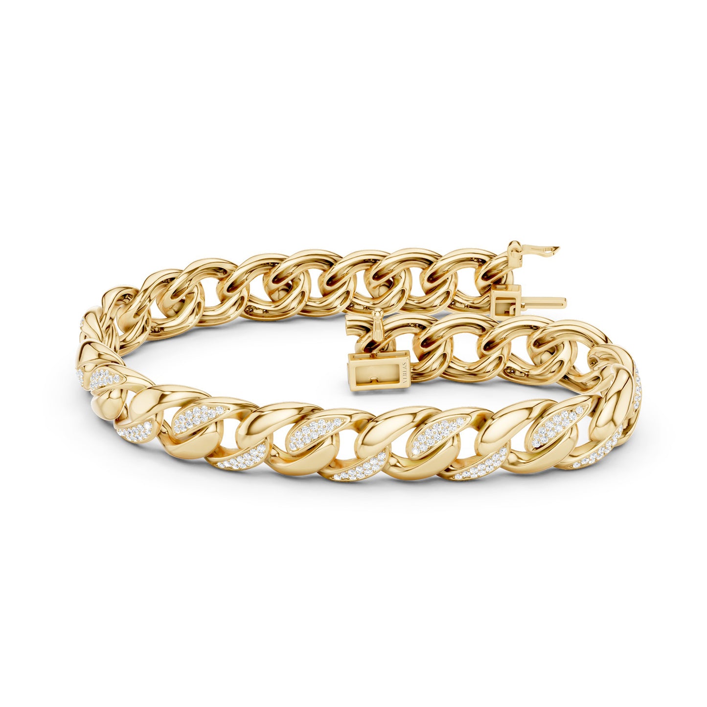 Alternating Diamond Cuban Link Bracelet
