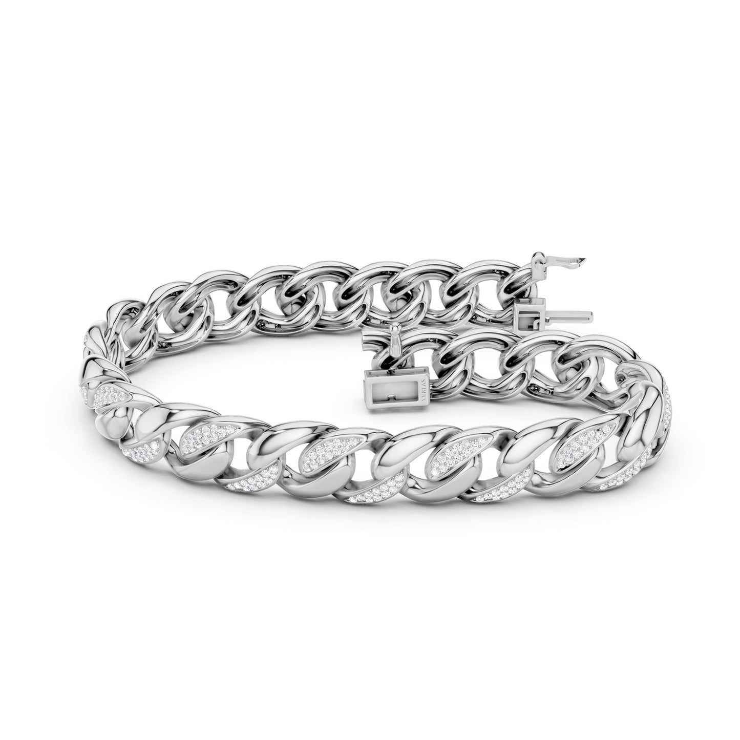 Alternating Diamond Cuban Link Bracelet