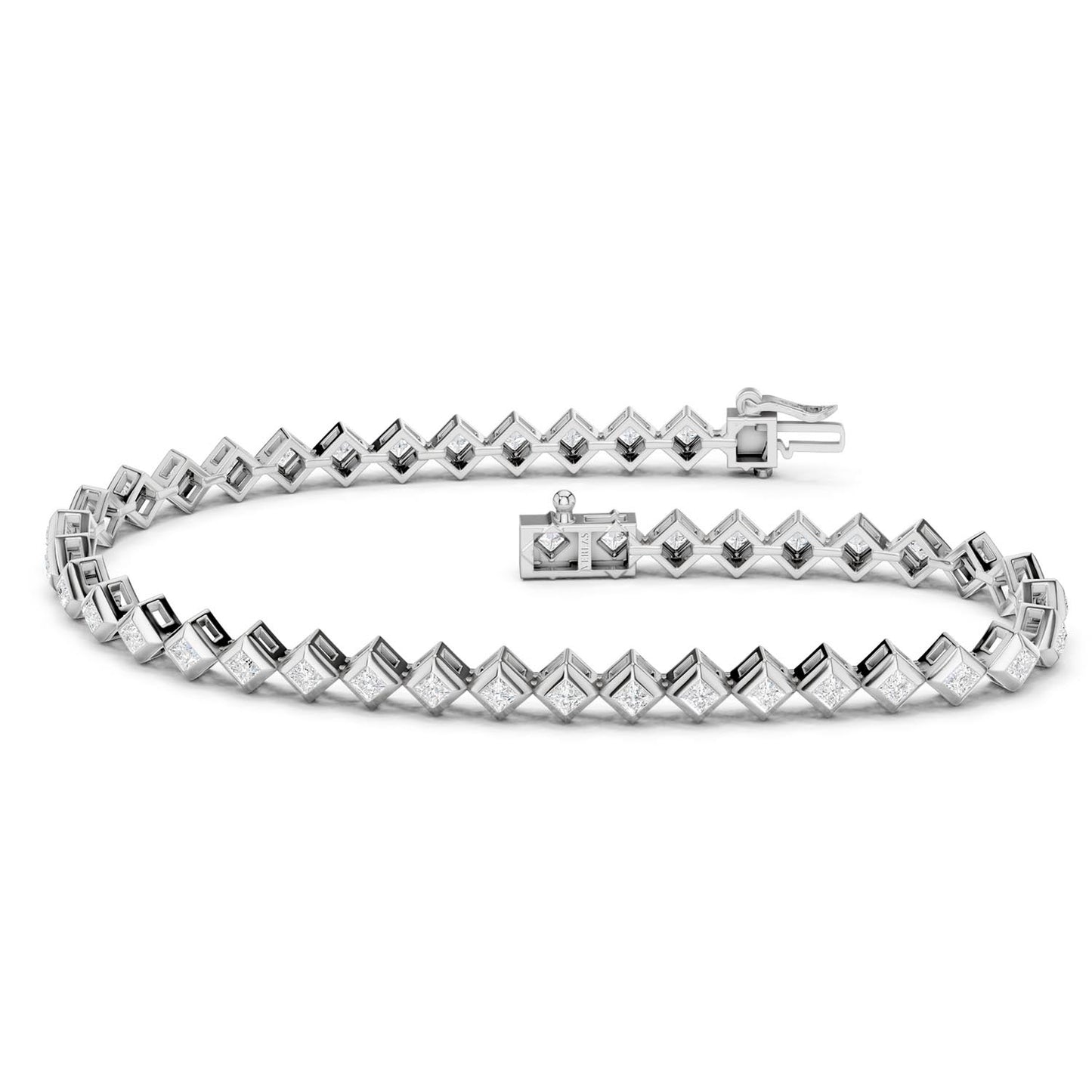 Bezel-Set Princess Tennis Bracelet