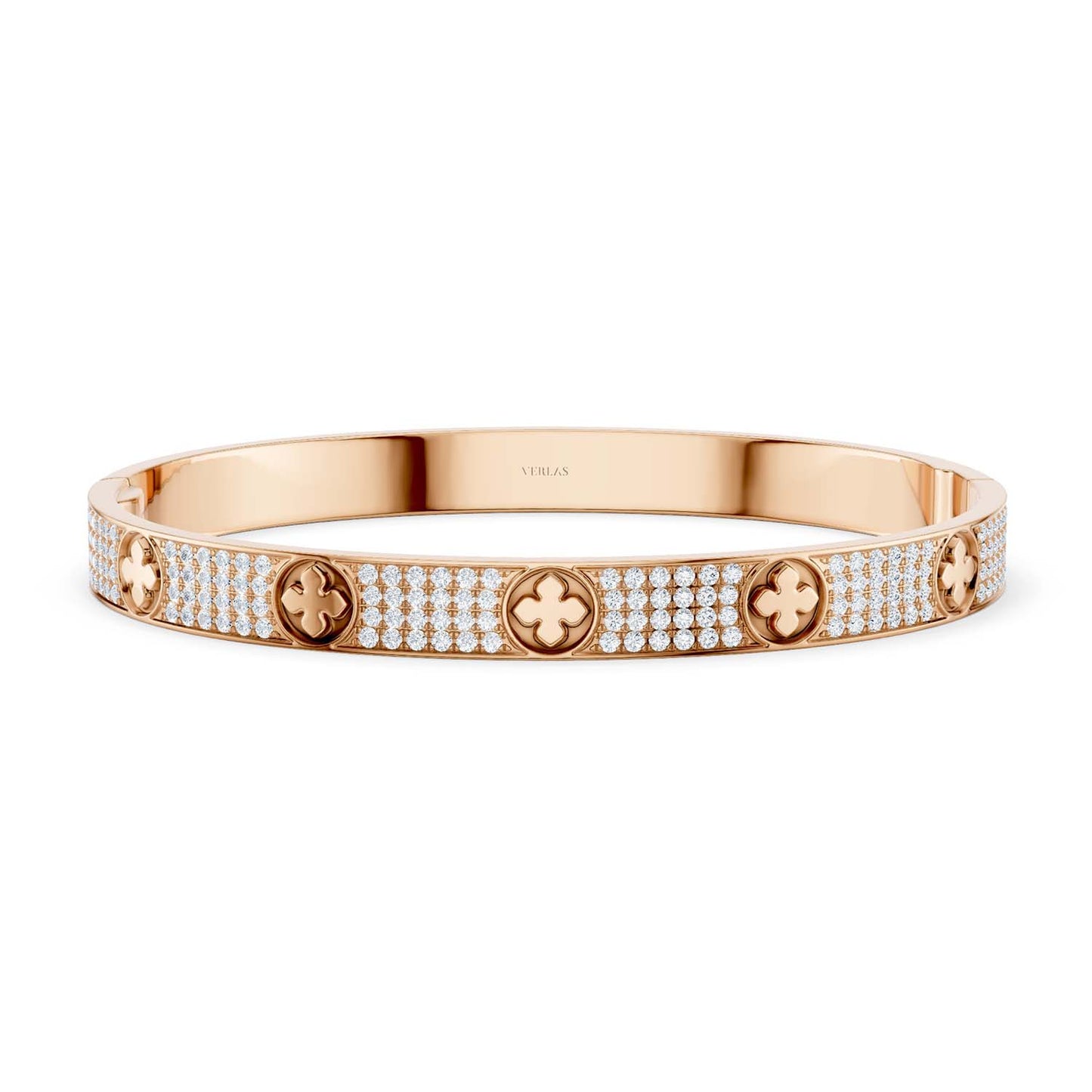 La Fleur 4-Diamond Rows Round Bangle