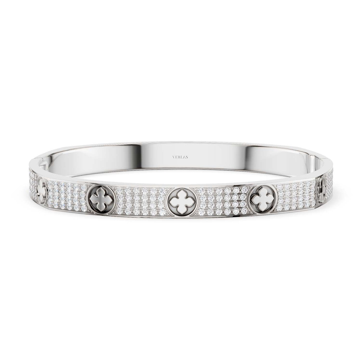 La Fleur 4-Diamond Rows Square Bangle