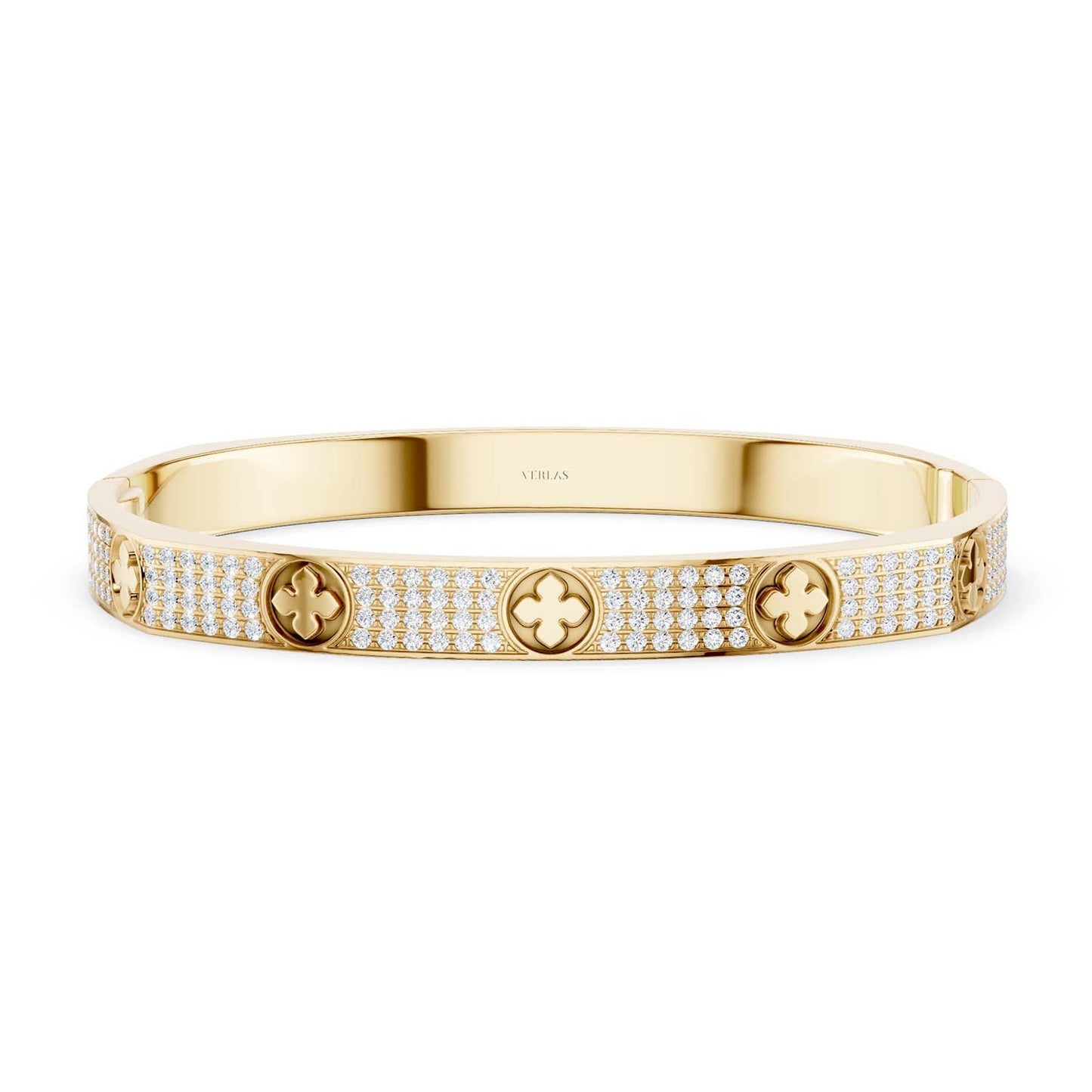 La Fleur 4-Diamond Rows Square Bangle
