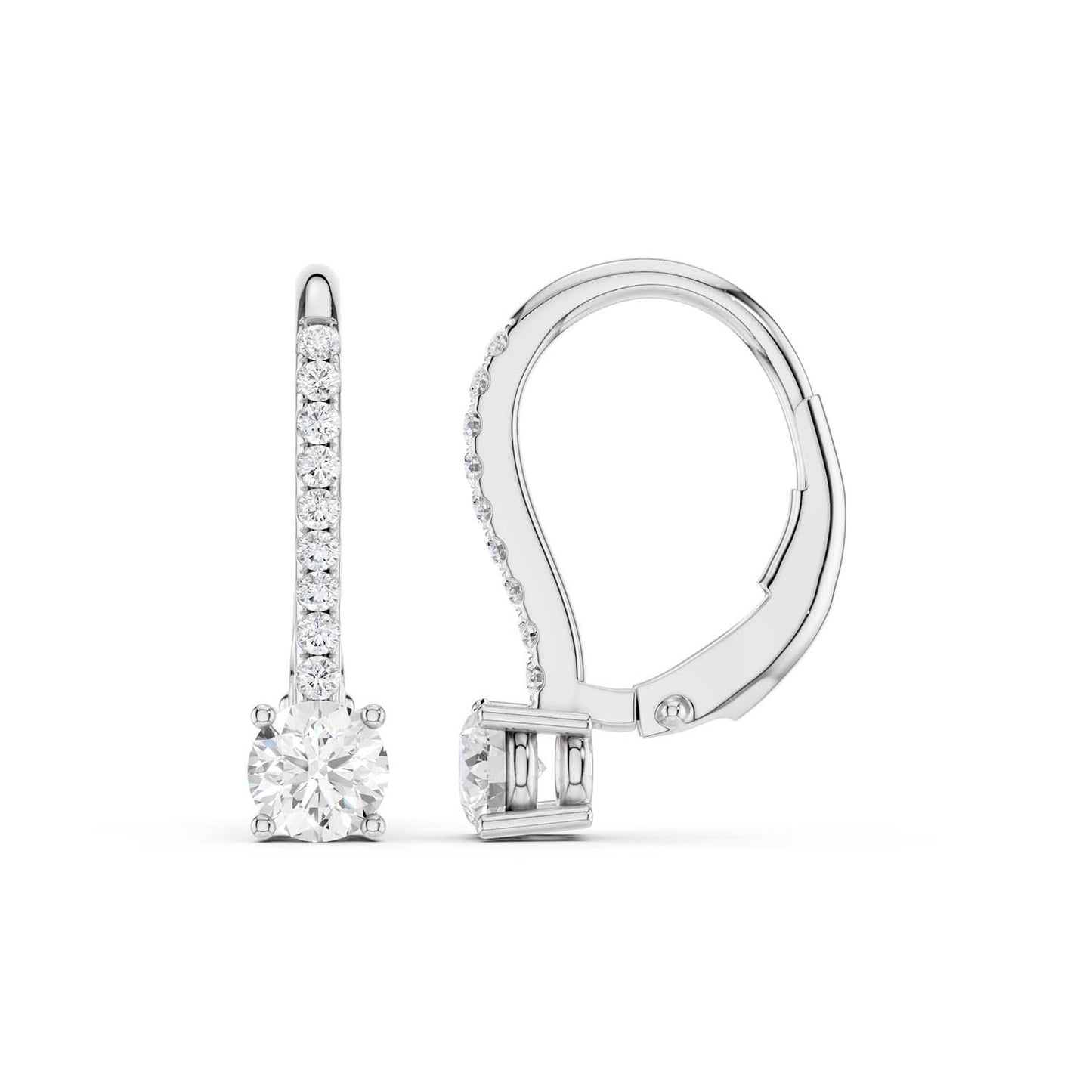 Round Solitaire Drop Earrings