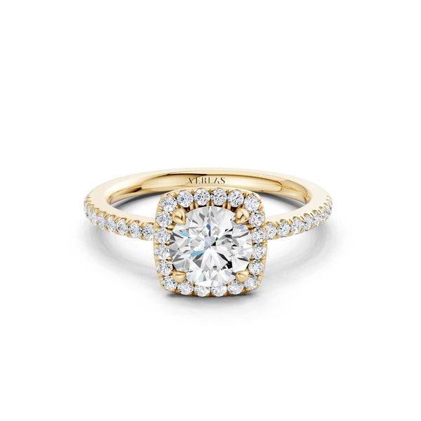 Luxe Round Center Princess Halo Ring
