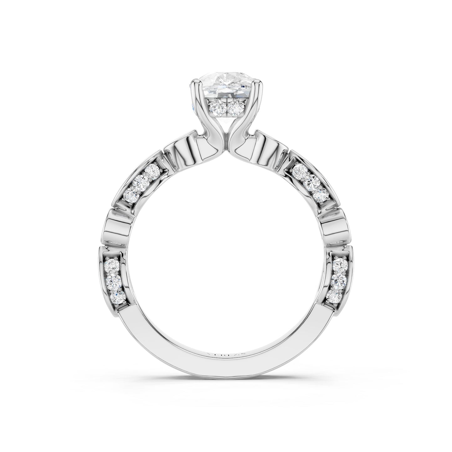 Cushion Hidden Halo Accent Diamond Ring