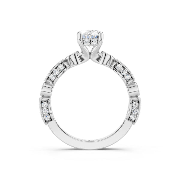 Oval Hidden Halo Accent Diamond Ring