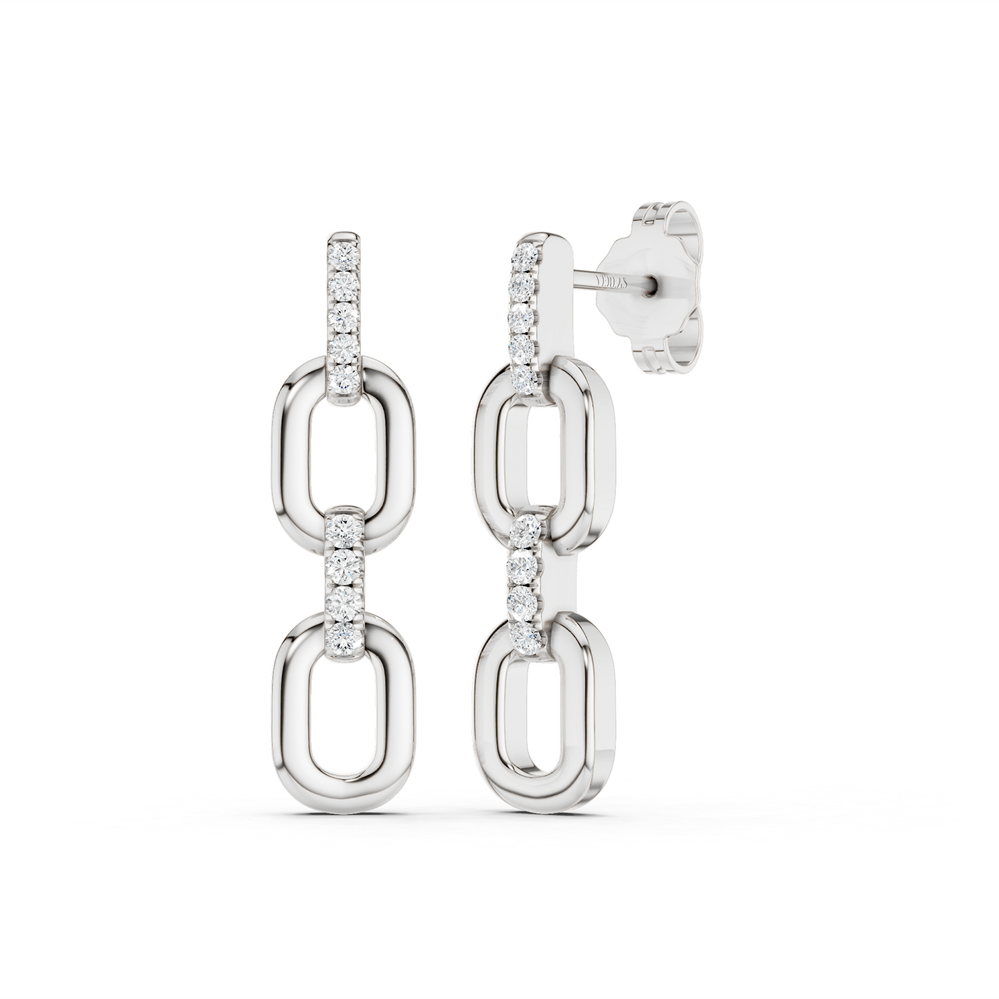 Together Forever 2-Diamond Links Drop Earrings