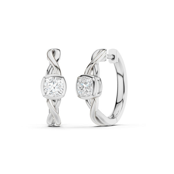 Twisted Bezel Cushion Huggie Hoops