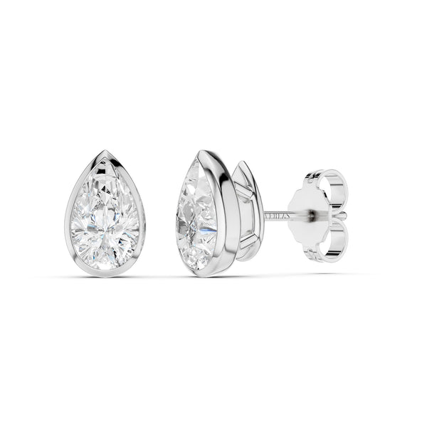 Bezel-Set Pear Studs