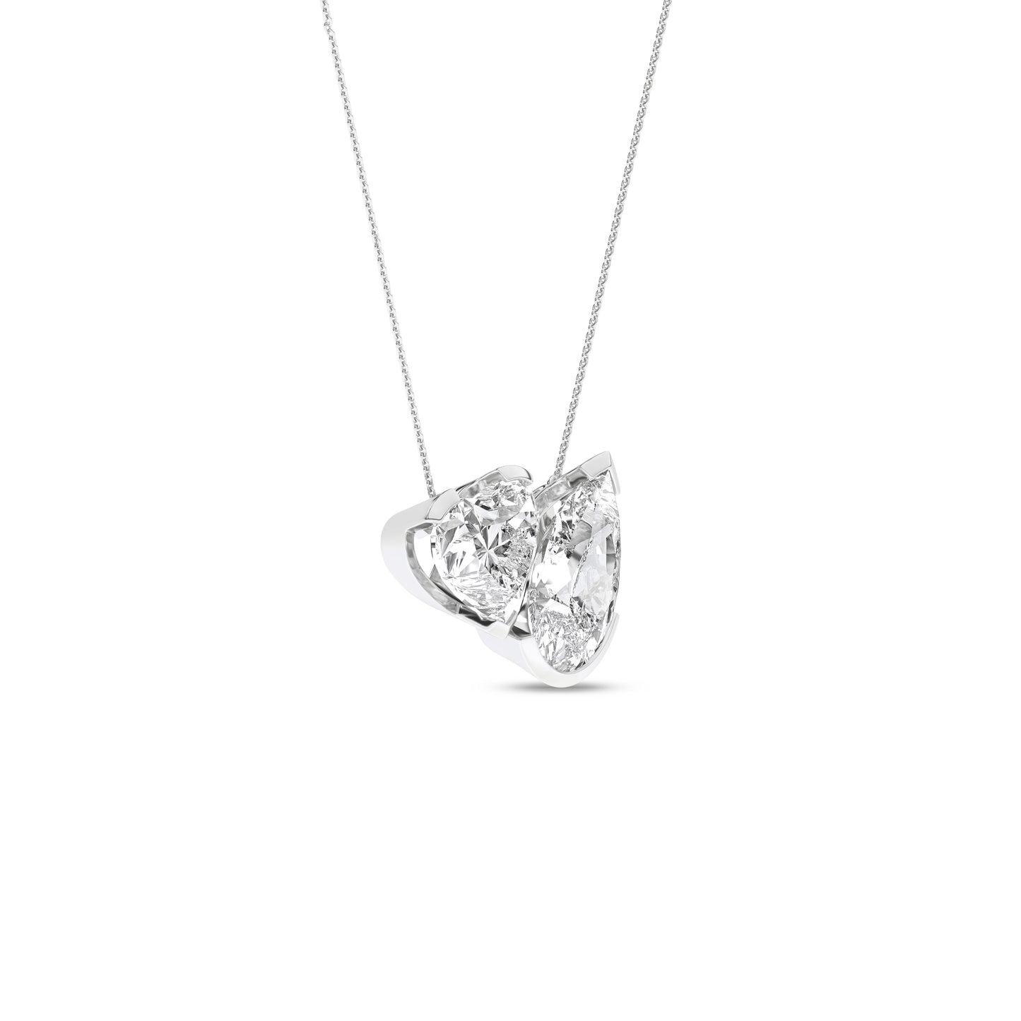 Heart Pear Diamond Two-Stone Necklace