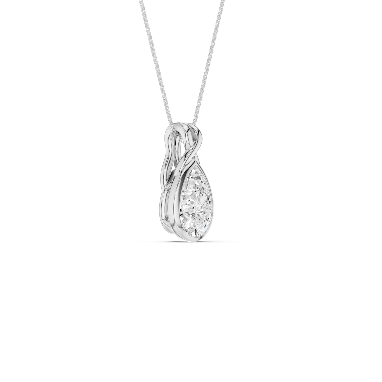 Twisted Pear Bezel Pendant Necklace