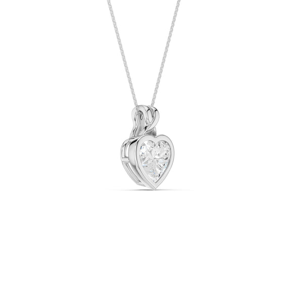Twisted Heart Bezel Pendant Necklace