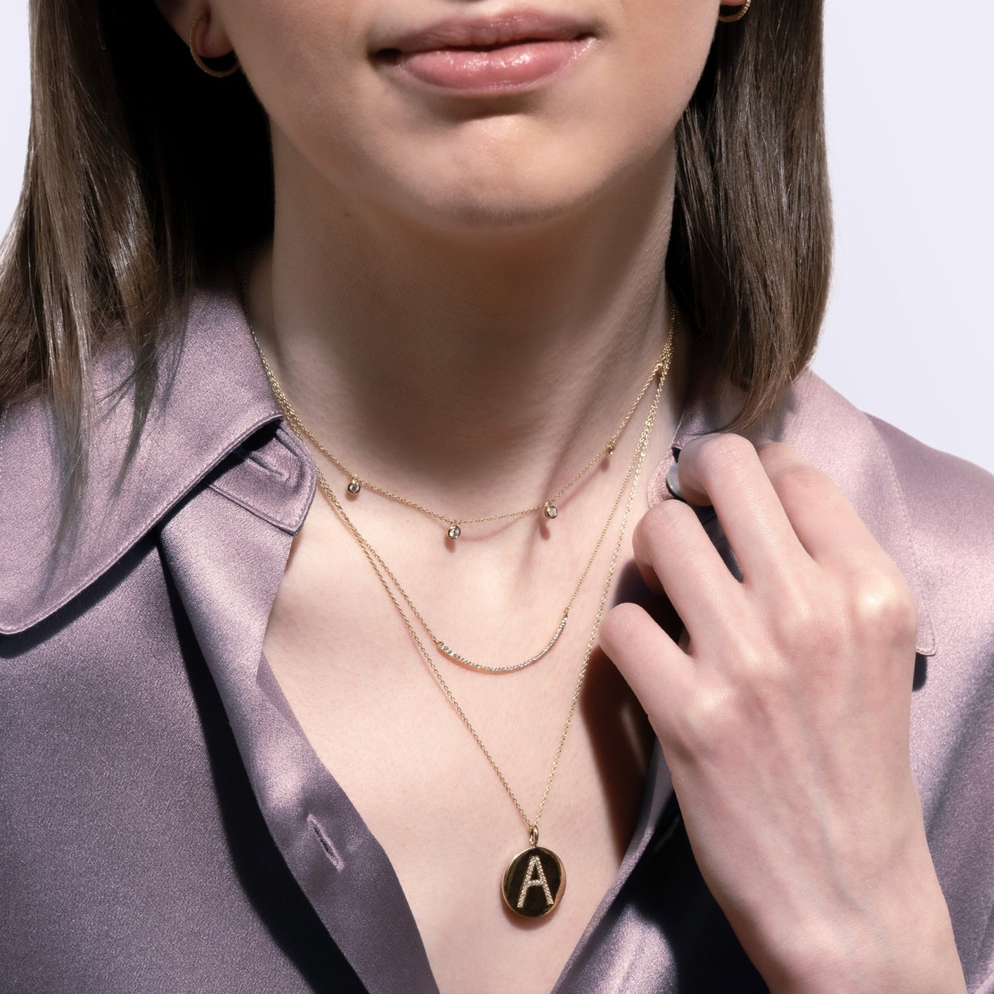 Diamond Initial Disc Necklace