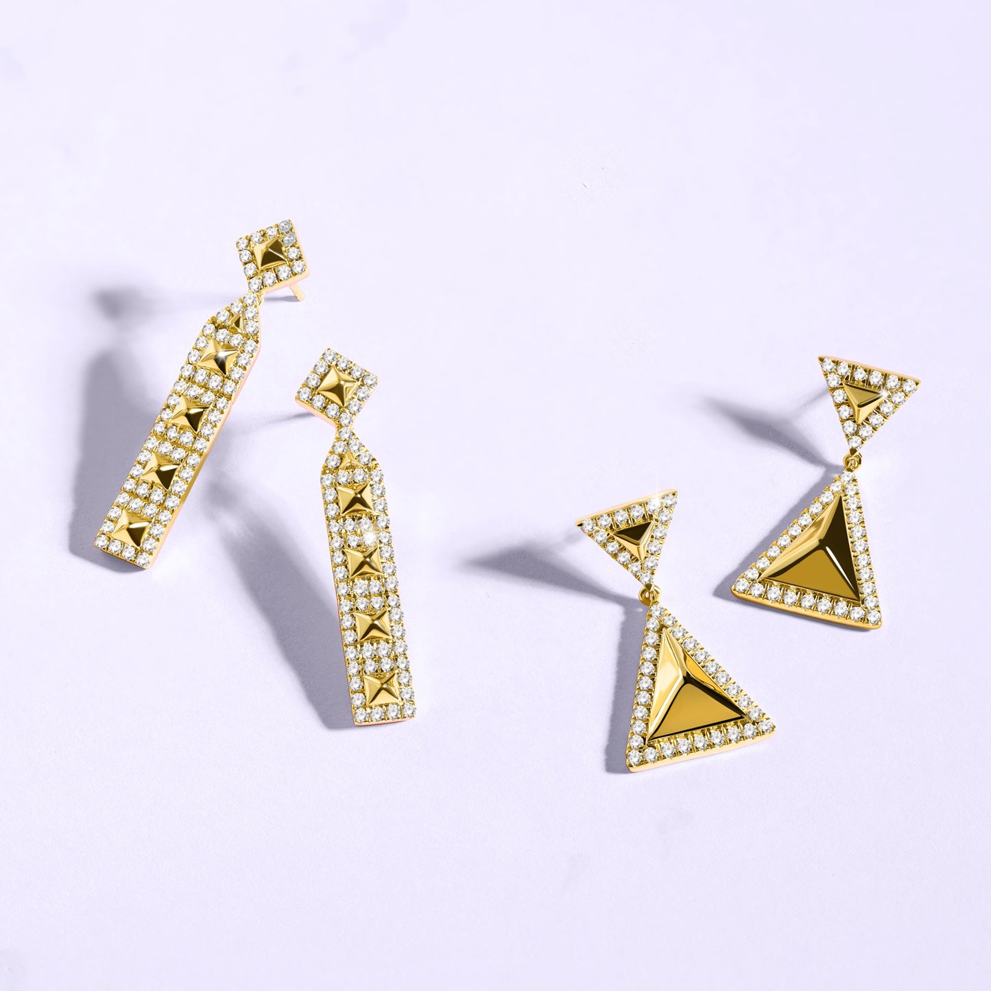 Cascading Pyramid Geometric Drop Earrings