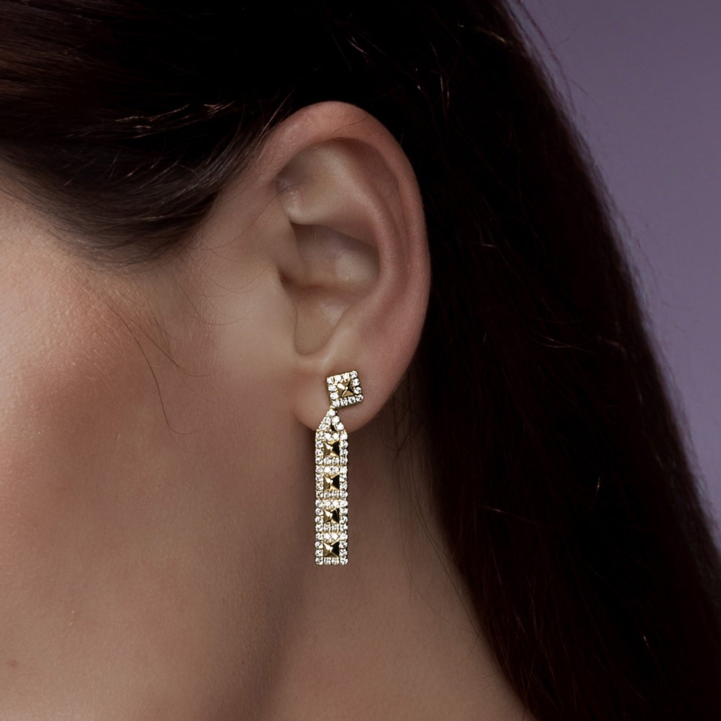 Cascading Pyramid Geometric Drop Earrings