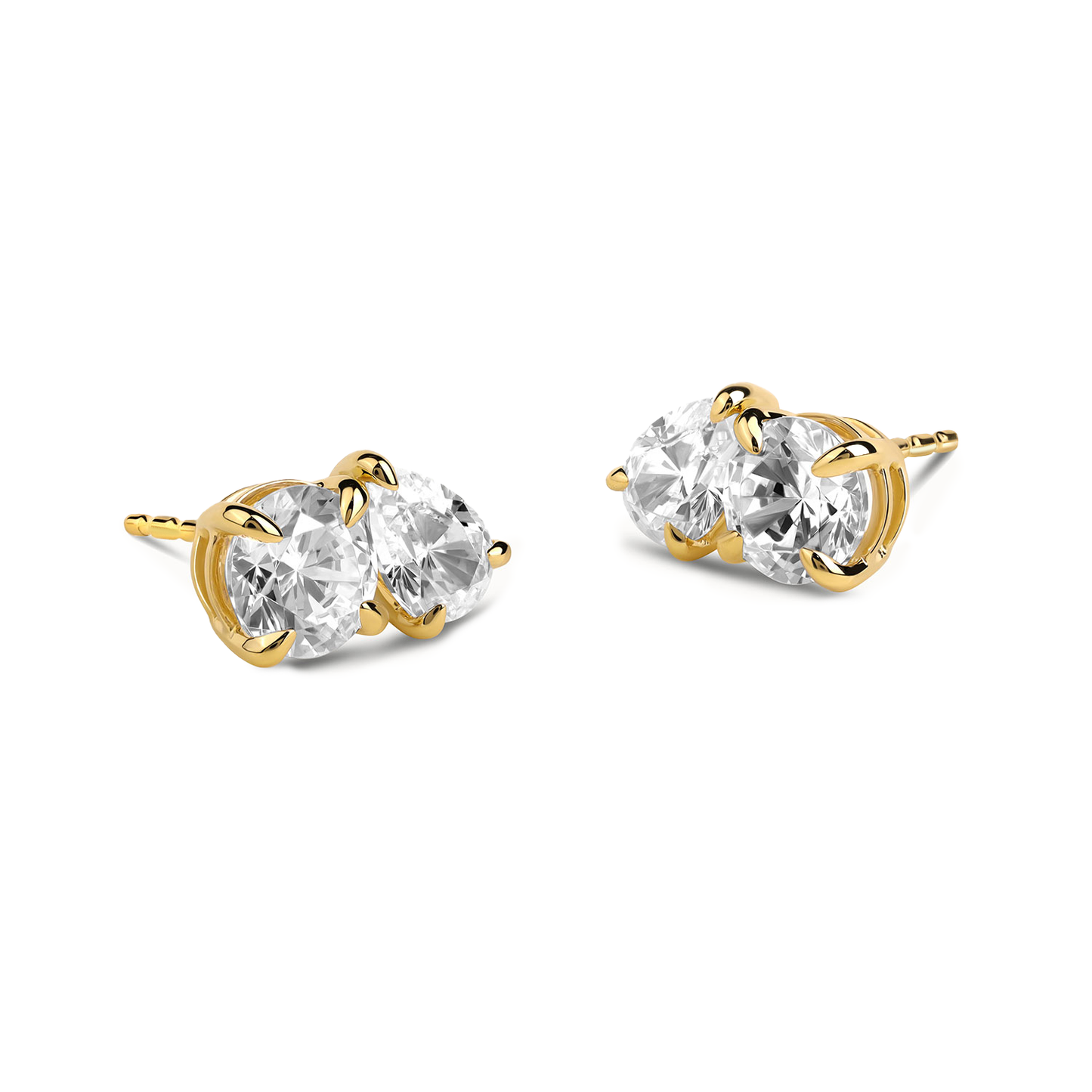 Pear-Round Diamond Toi et Moi Studs