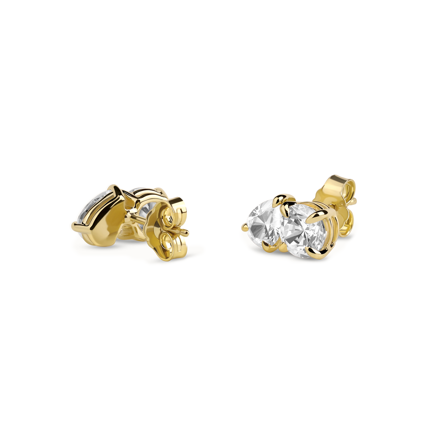 Pear-Round Diamond Toi et Moi Studs