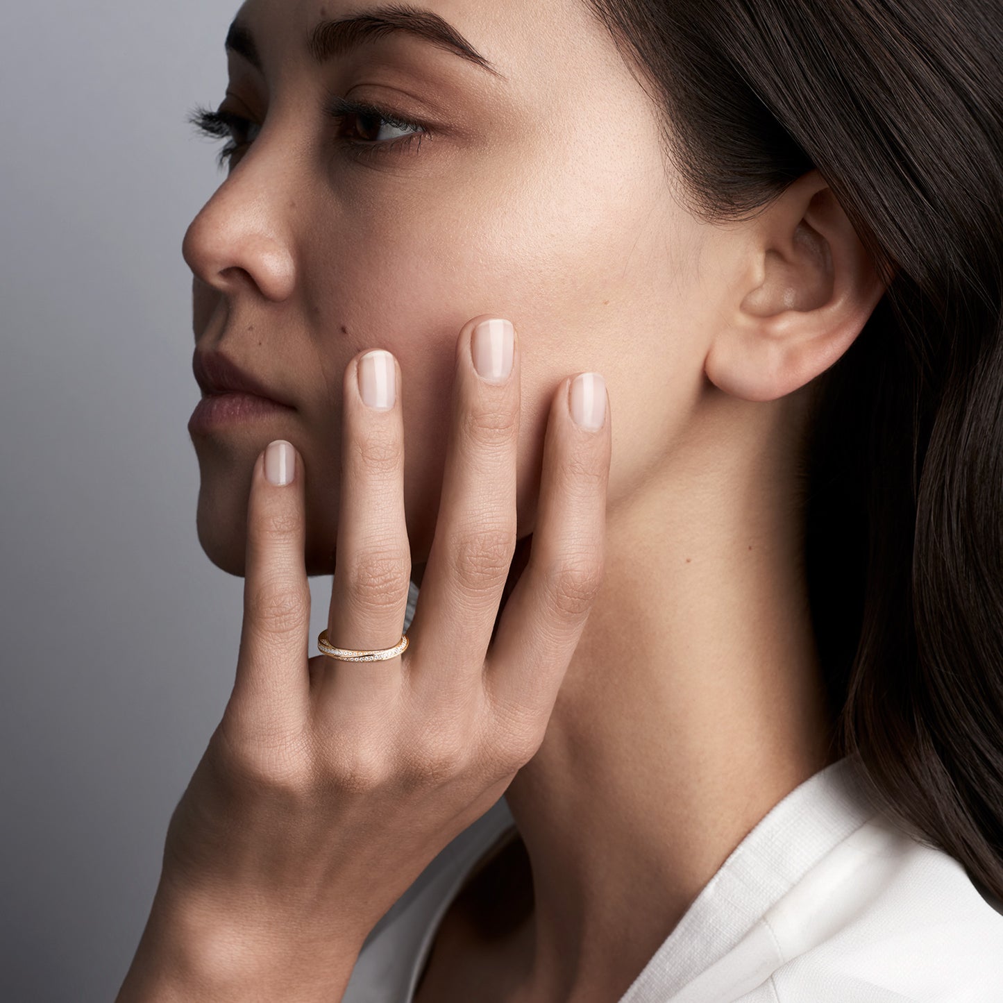 Half Swirl Diamond Ring