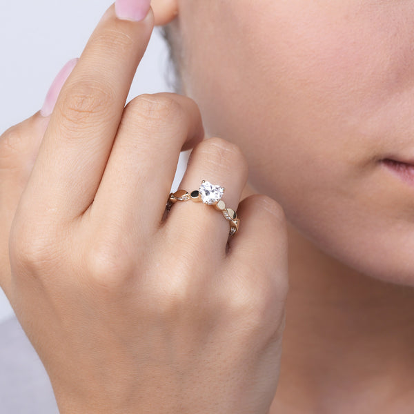 Heart Hidden Halo Accent Diamond Ring