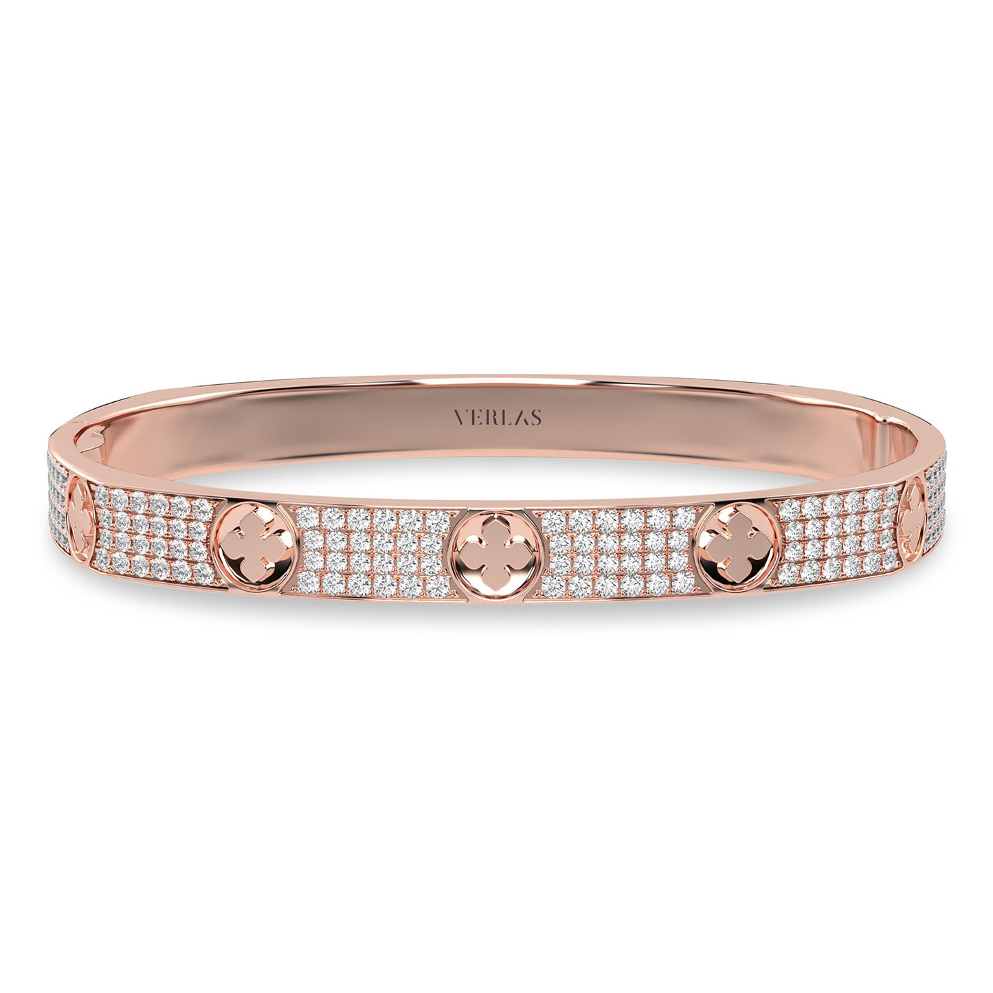 La Fleur 4-Diamond Rows Square Bangle