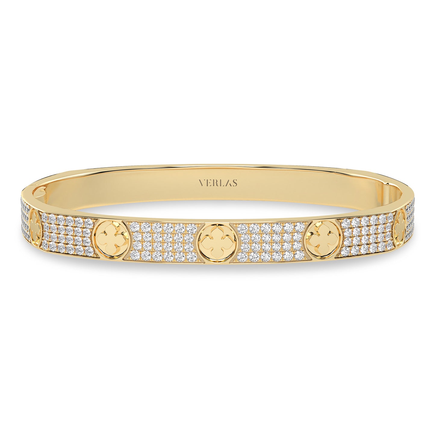 La Fleur 4-Diamond Rows Square Bangle