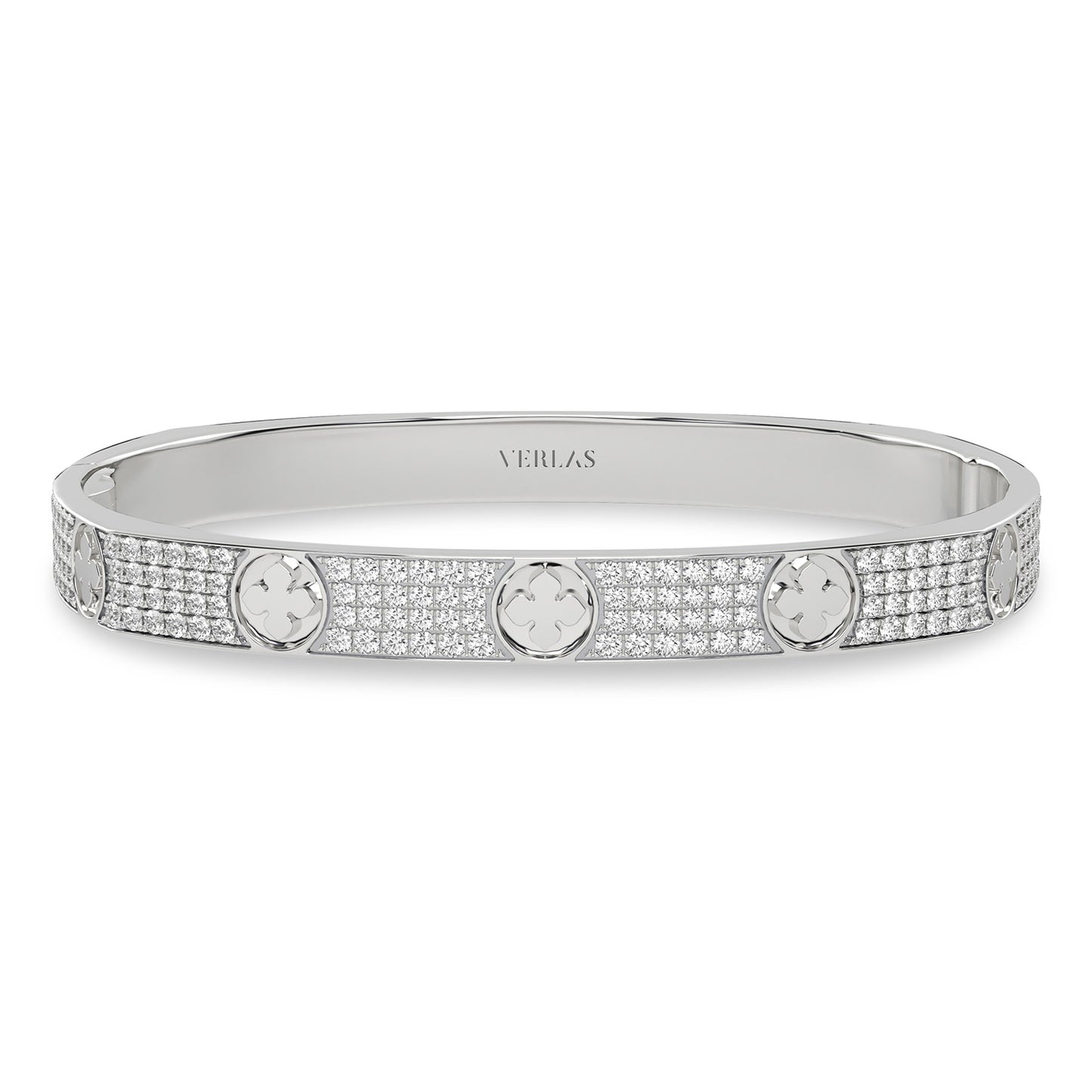 La Fleur 4-Diamond Rows Square Bangle