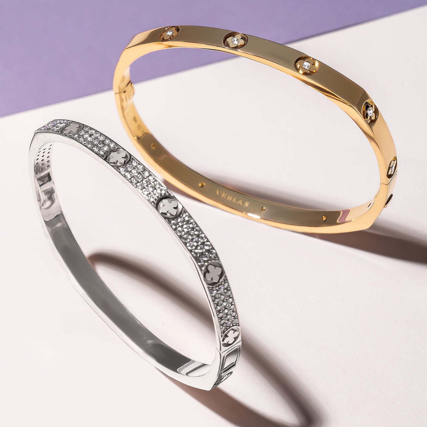 La Fleur 4-Diamond Rows Square Bangle