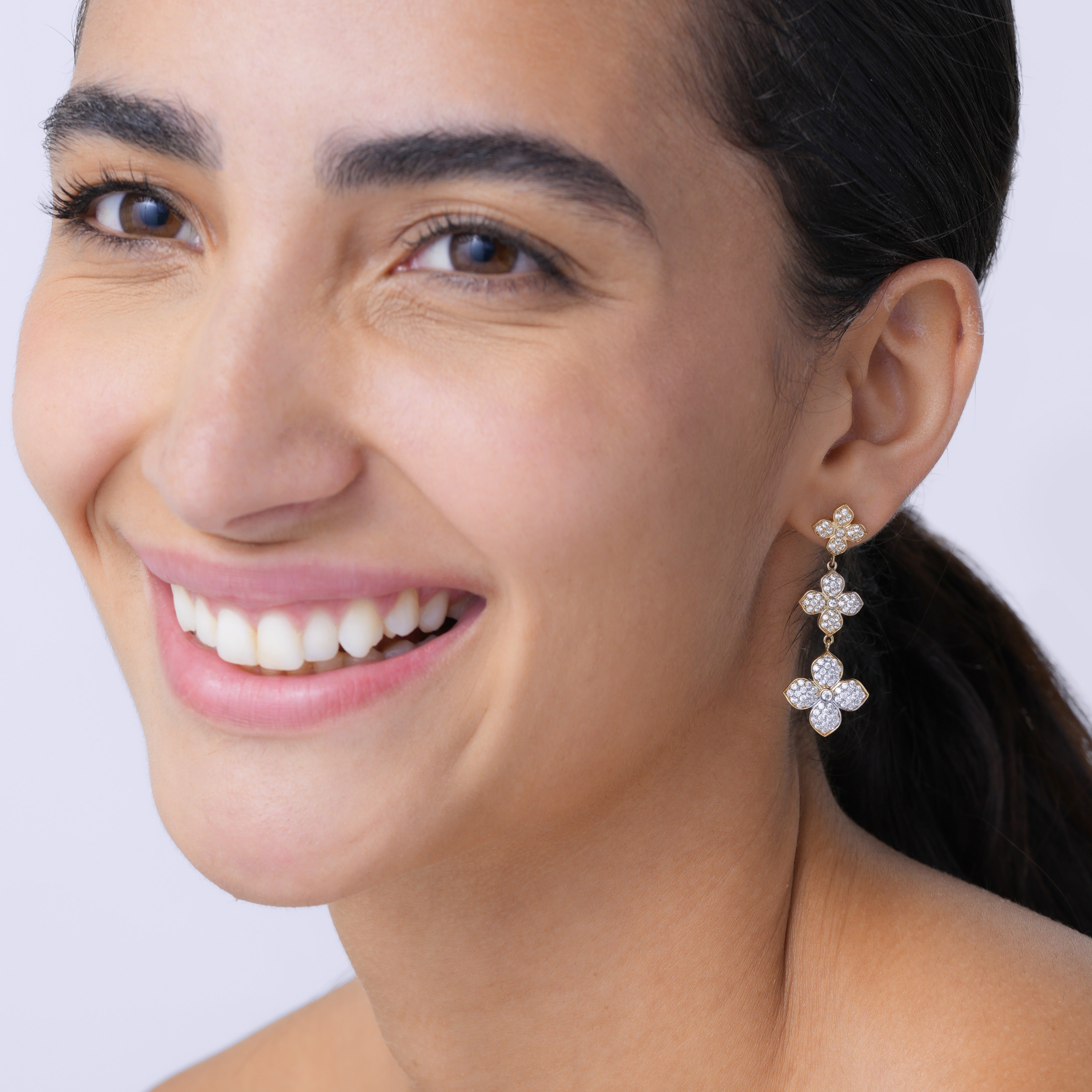 La Fleur 2 Diamond Radiant Drop Earrings