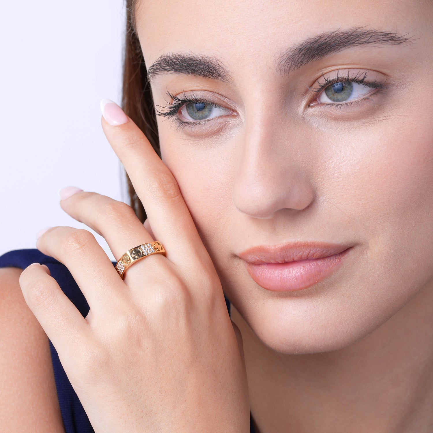 La Fleur 5mm 4-Diamond Rows Square Band