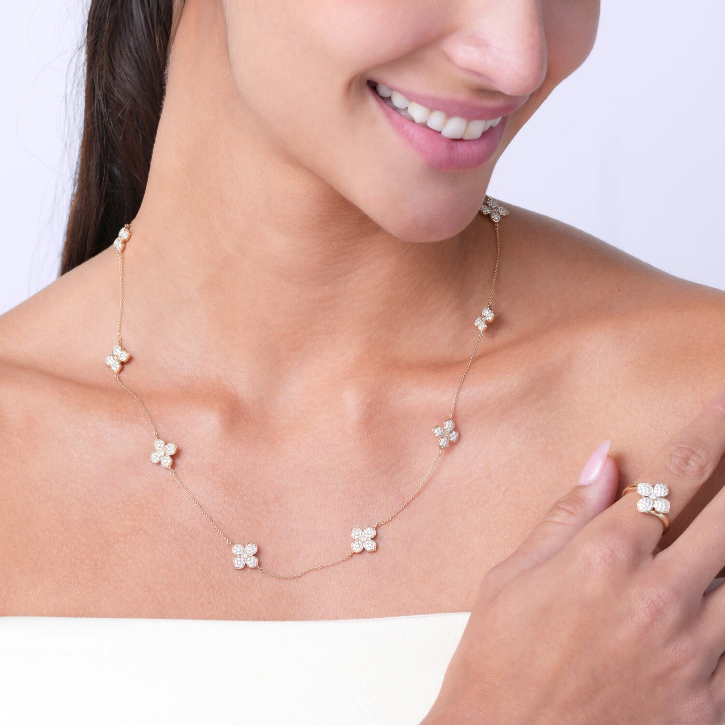 La Fleur Petite Diamond Radiant Stationed Necklace
