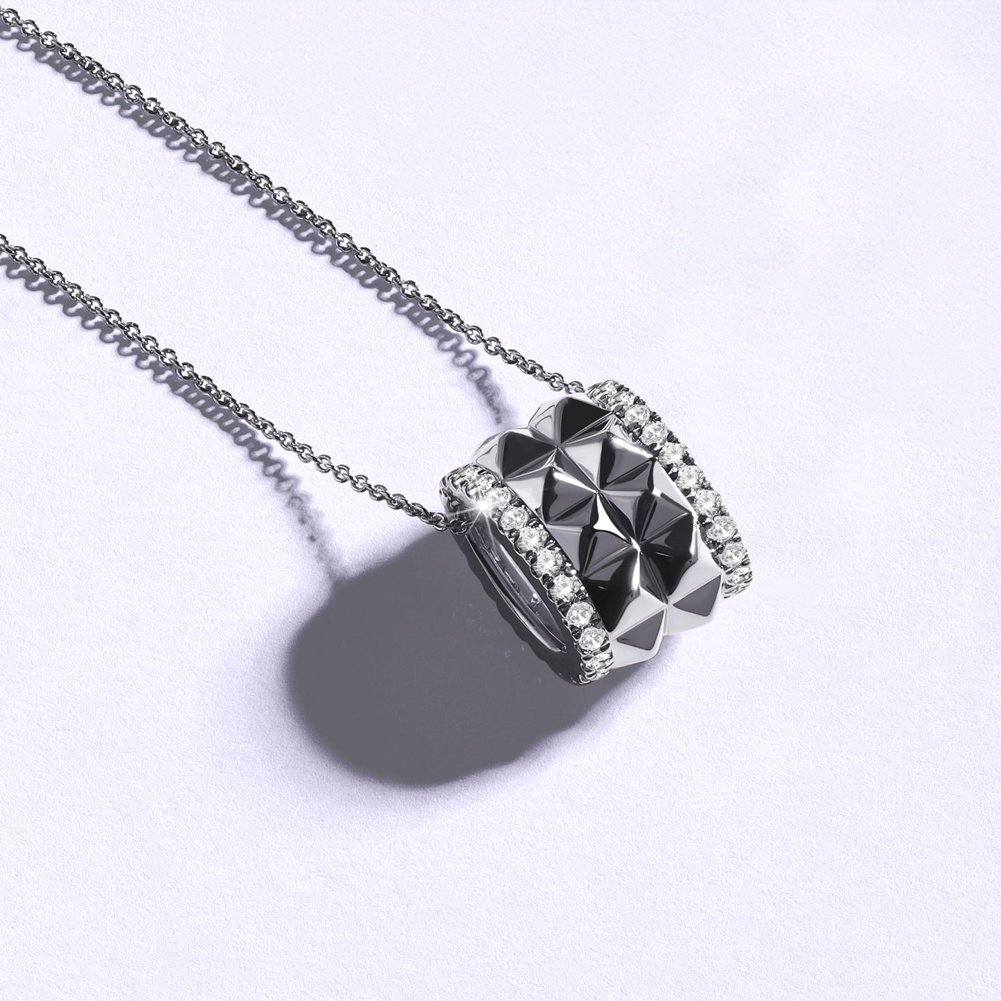 Two-Tier Pyramid Spiked Pendant Necklace