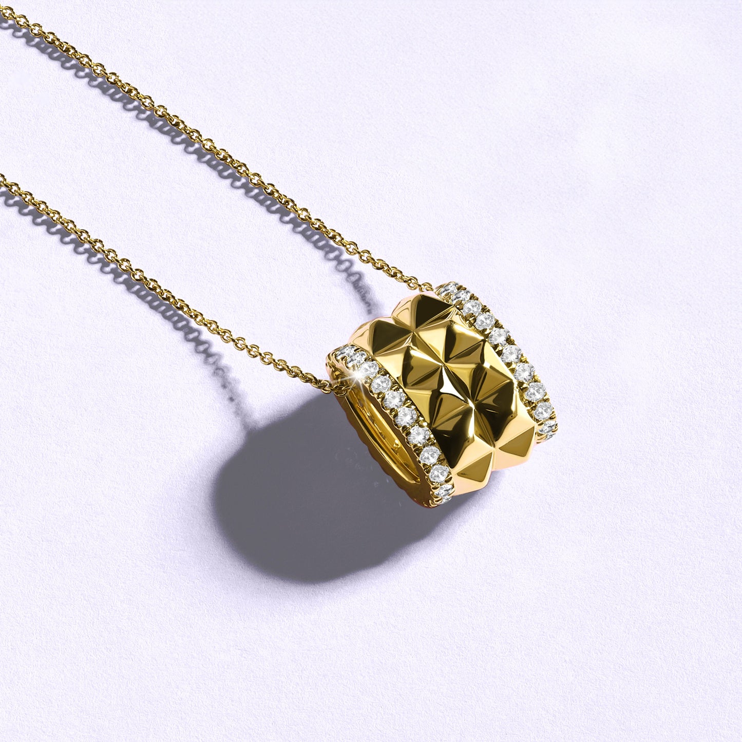 Two-Tier Pyramid Spiked Pendant Necklace