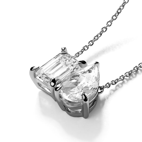 Emerald Pear Diamond Two-Stone Necklace