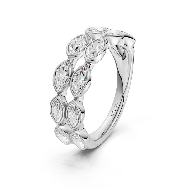 Two-Tier Marquise Bezel-Set Diamond Band