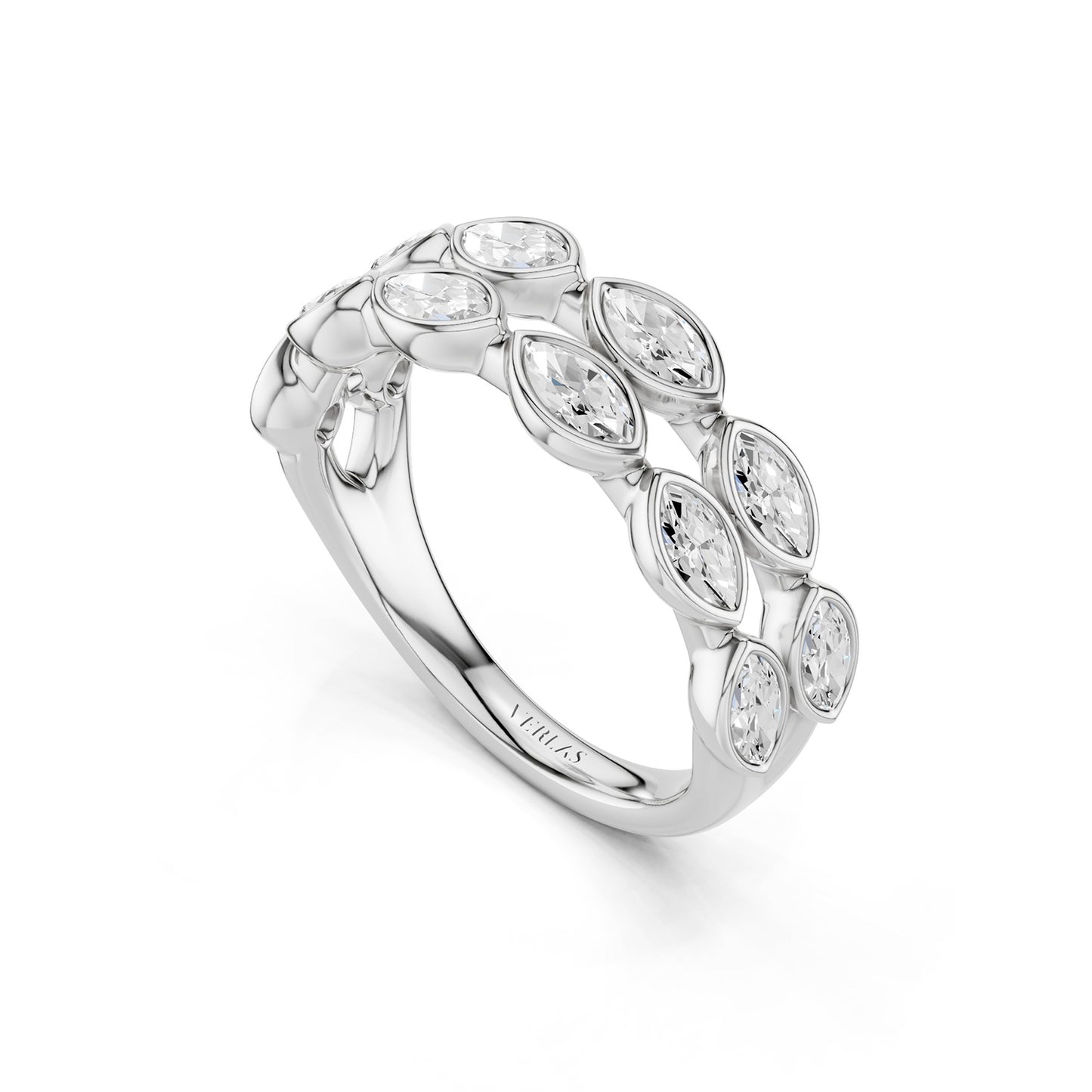 Two-Tier Marquise Bezel-Set Diamond Band