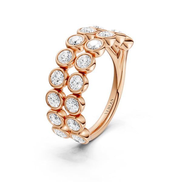 Two-Tier Round Bezel-Set Diamond Band