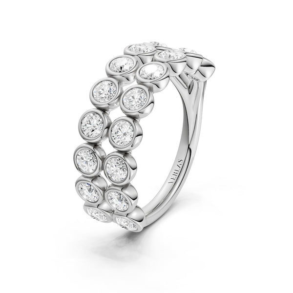 Two-Tier Round Bezel-Set Diamond Band