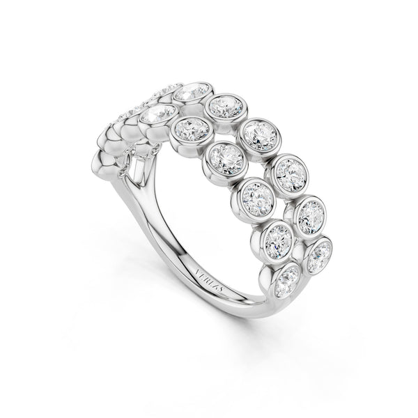 Two-Tier Round Bezel-Set Diamond Band