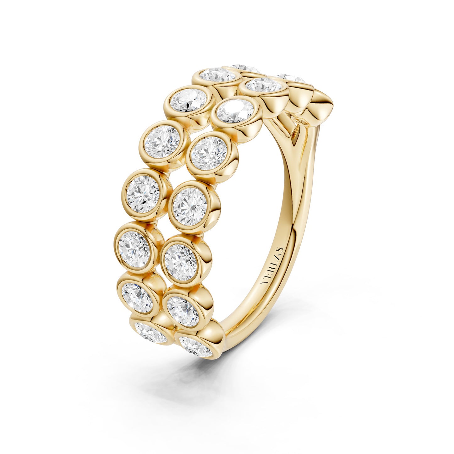 Two-Tier Round Bezel-Set Diamond Band