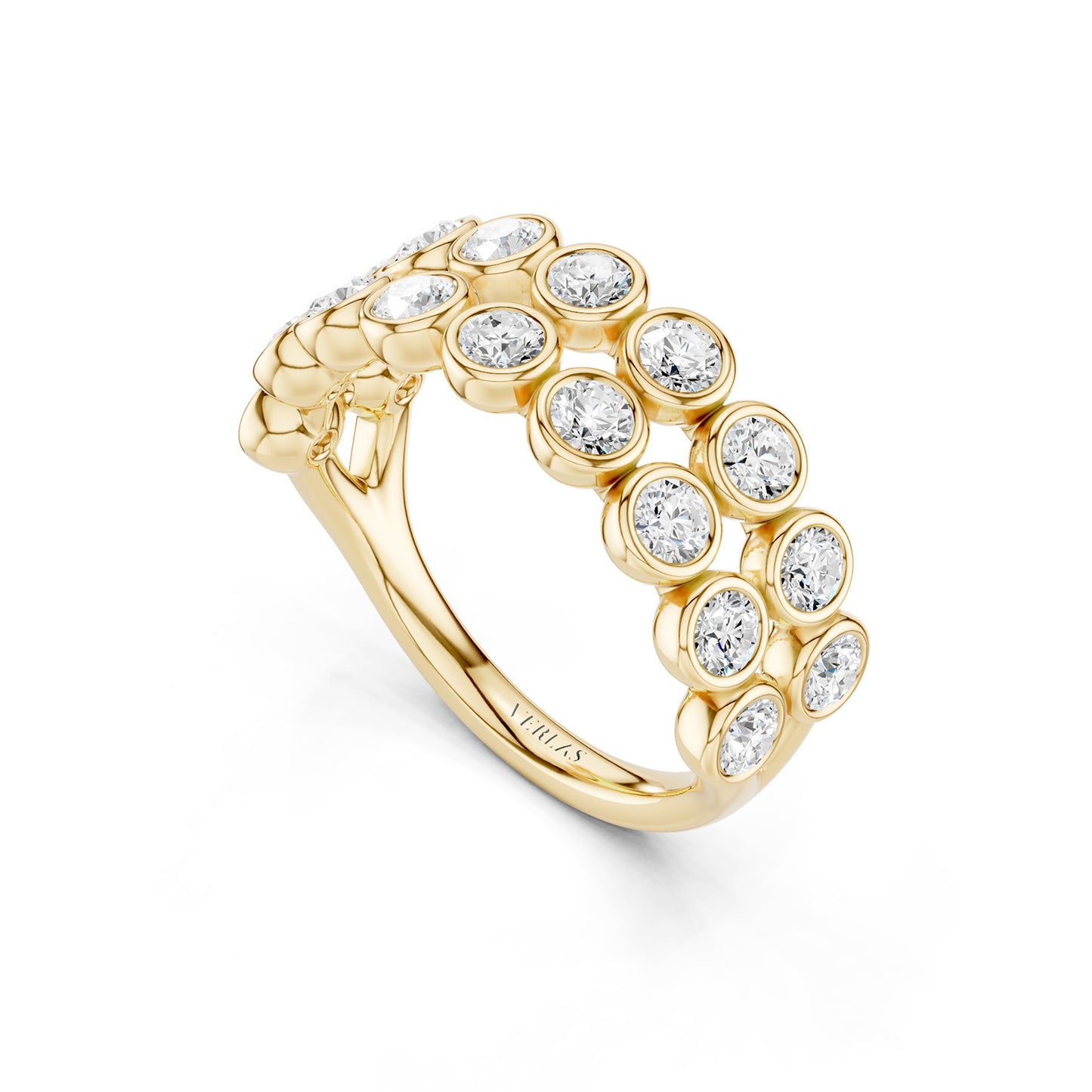 Two-Tier Round Bezel-Set Diamond Band