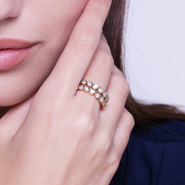 Two-Tier Round Bezel-Set Diamond Band