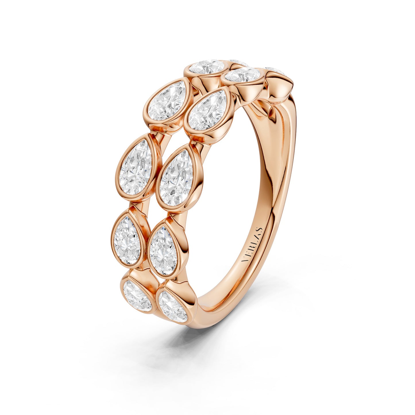 Two-Tier Pear Bezel-Set Diamond Band