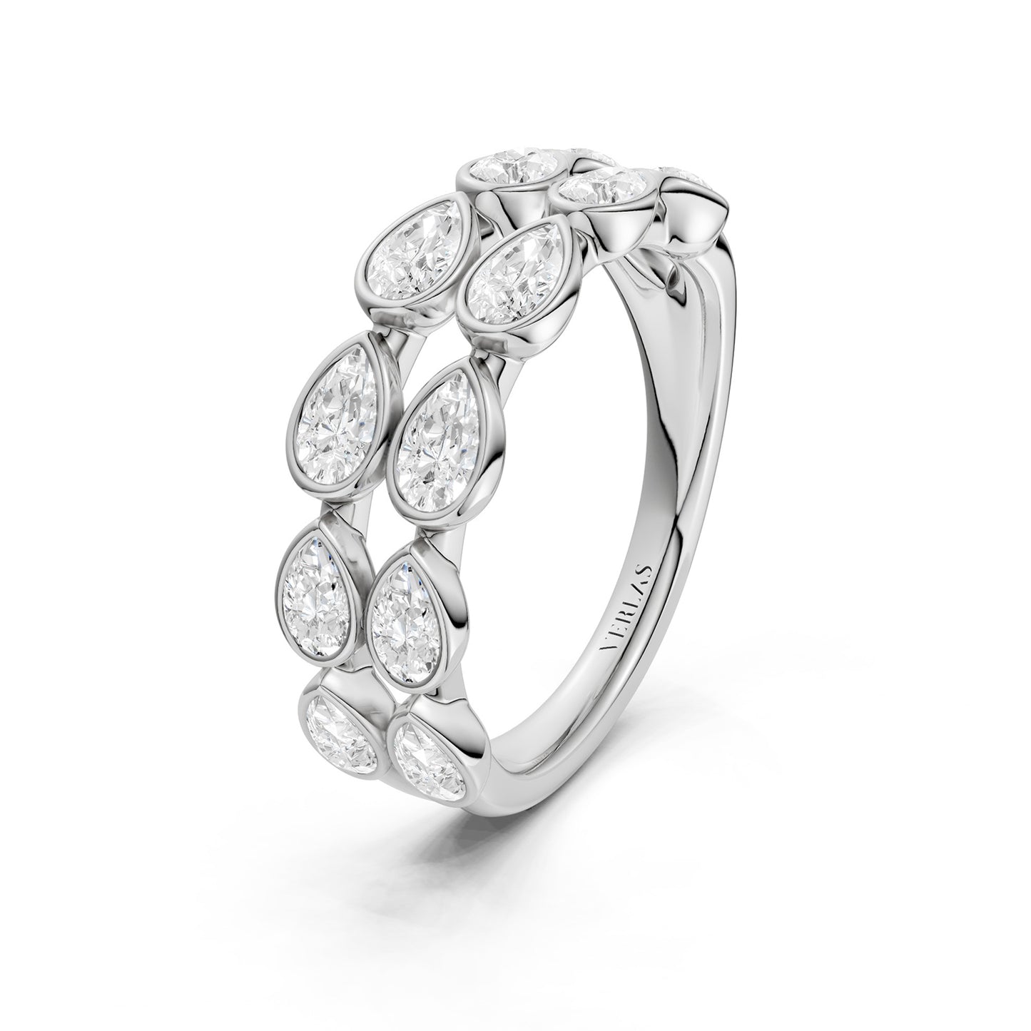 Two-Tier Pear Bezel-Set Diamond Band