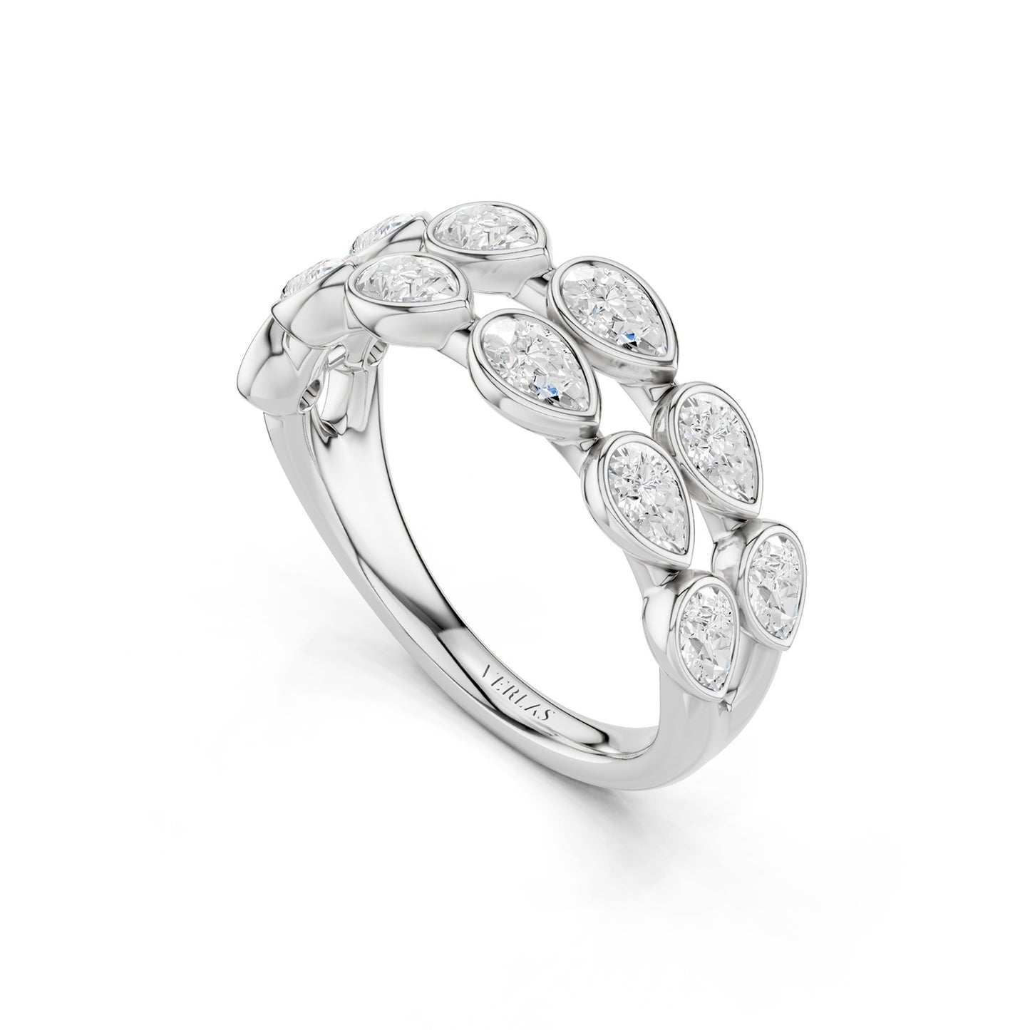 Two-Tier Pear Bezel-Set Diamond Band